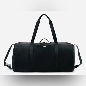 NWT TUMI Packable/Foldable Just In Case Duffel Black with Gold tone Hardware
